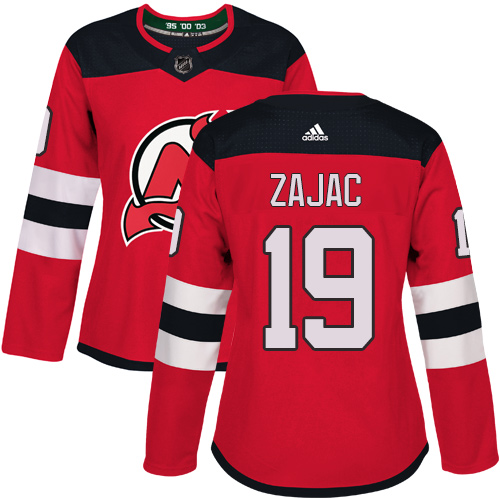 Adidas Devils #19 Travis Zajac Red Home Authentic Women's Stitched NHL Jersey - Click Image to Close
